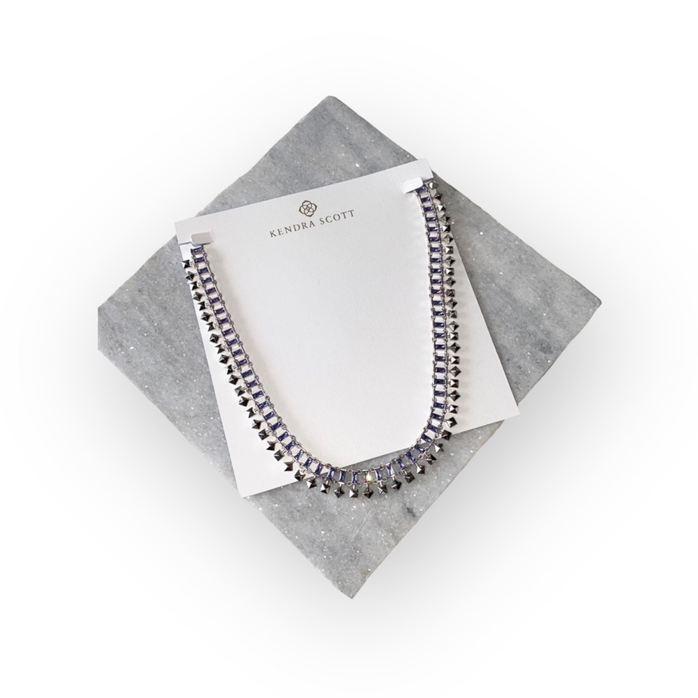 new Kendra Scott ® ❤︎ Oscar Crystal Collar Necklace ❤︎ Sparkly Lilac Stones ❤︎ - Picture 6 of 15
